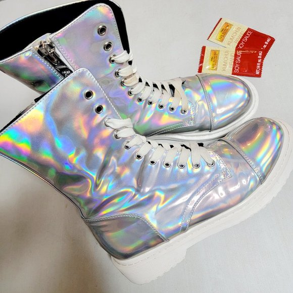Club Exx Shoes Club Exx Holographic Boots Poshmark